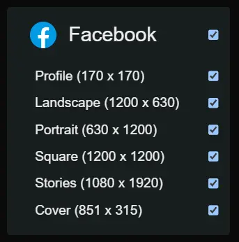 Facebook image size options